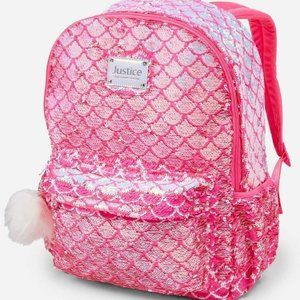 NWT Justice Mermaid Backpack Flip Sequin Full Size Pink Backpack